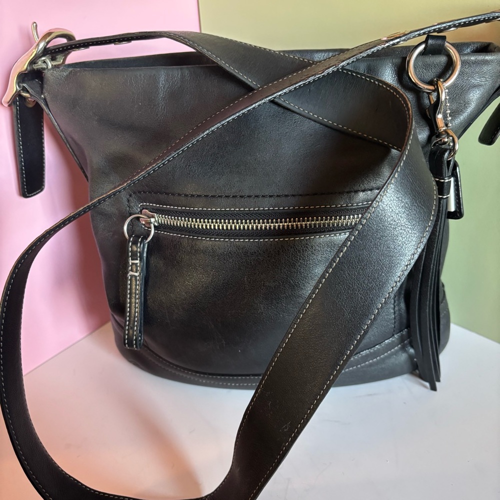 COACH Black Leather Shoulder Bag, 1415